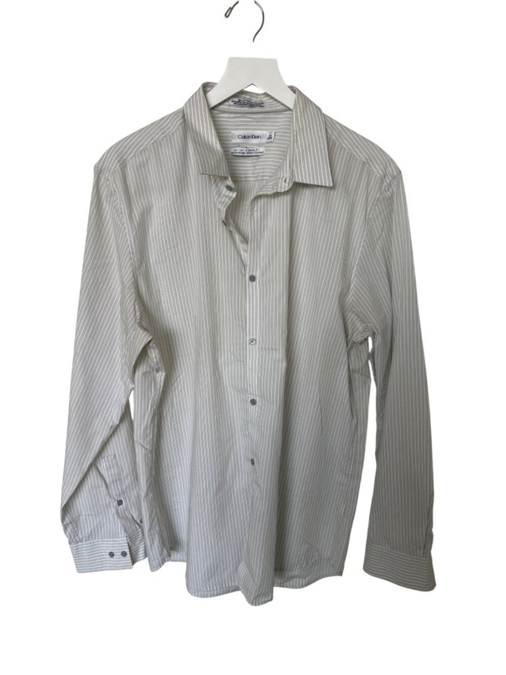 Calvin Klein Mens Striped Non-Iron Classic Fit Dress Shirt